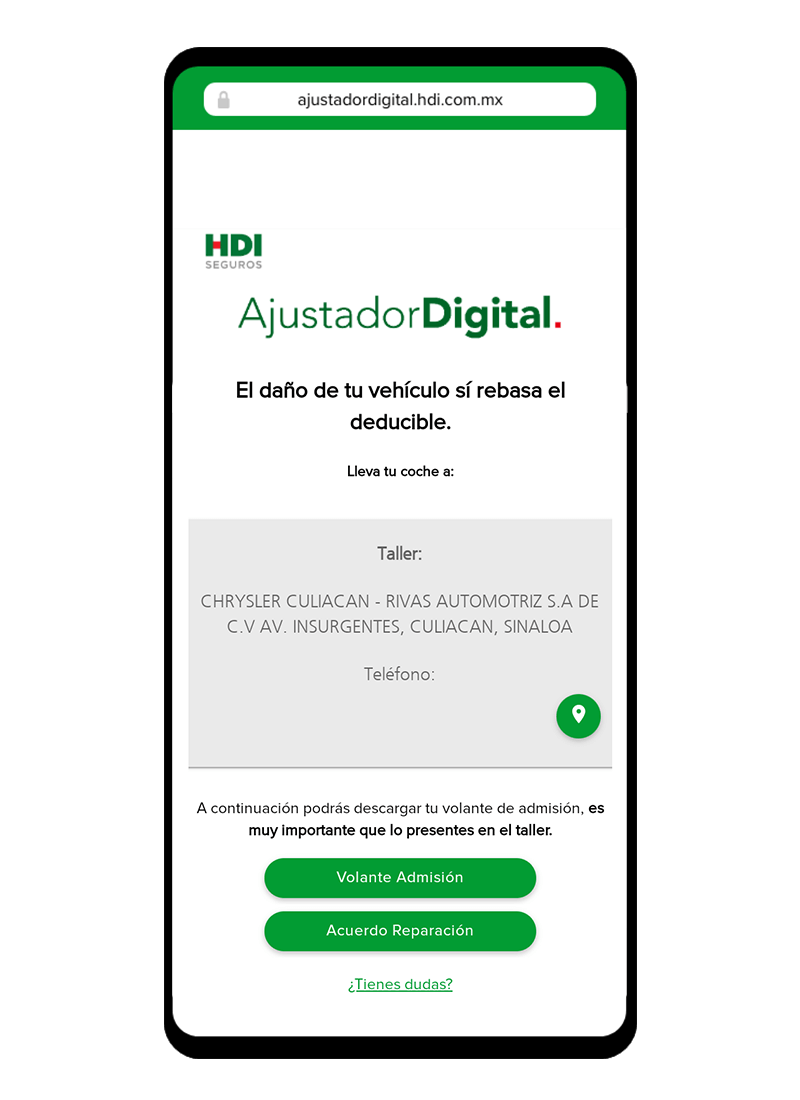 quinto paso del ajustador digital de HDI SEGUROS México